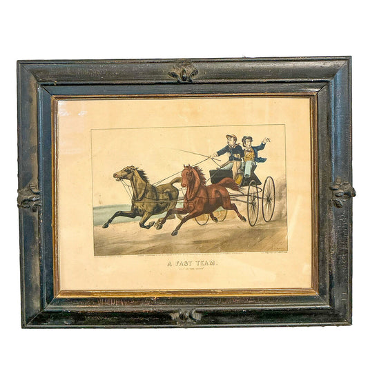"A Fast Team", Currier & Ives Lithograph late 18c. - Opportunity Shop DC