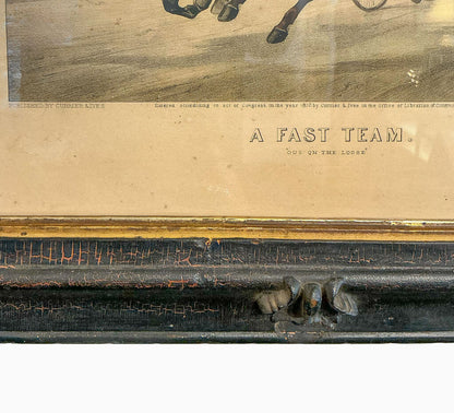 "A Fast Team", Currier & Ives Lithograph late 18c. - Opportunity Shop DC