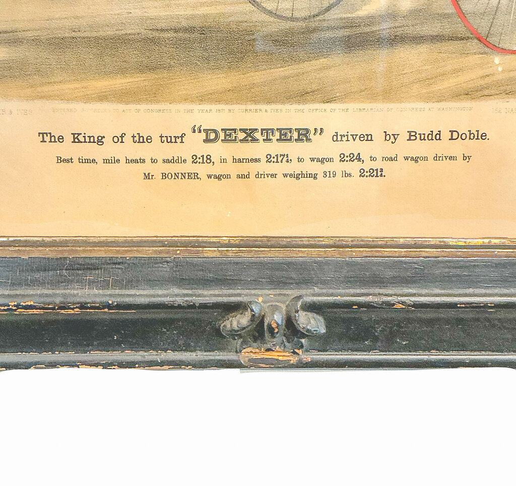 "The Celebrated Horse Dexter", Currier & Ives Lithograph late 18c. - Opportunity Shop DC