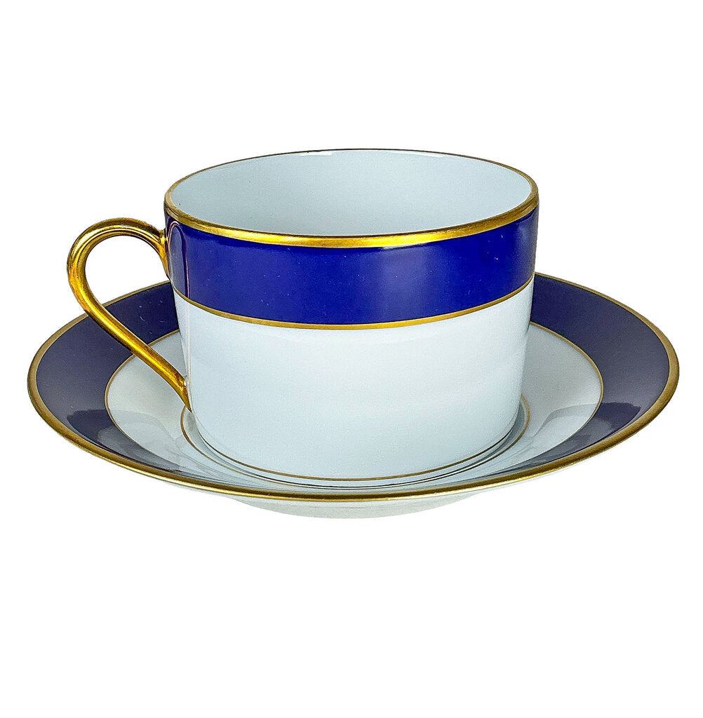 12pc Limoges Turenne Cobalt Blue Cups & Saucers - Opportunity Shop DC