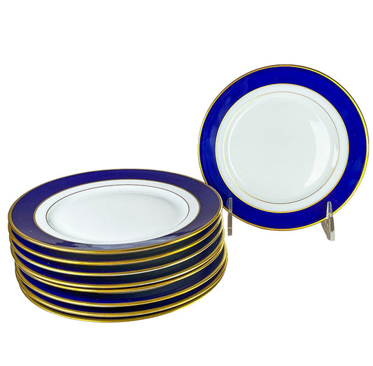 9pc Limoges Turenne Cobalt Blue Bread & Butter Plates