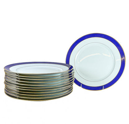 12p Limoges Turenne Cobalt Blue Dinner Plates - Opportunity Shop DC