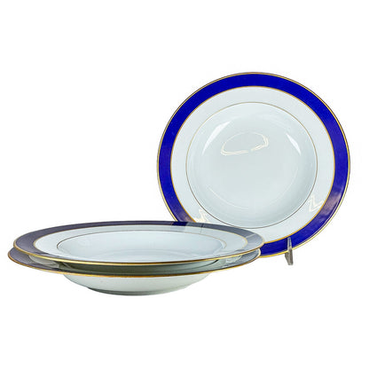 3p Limoges Turenne Cobalt Blue Lg Rimmed Soup Bowls - Opportunity Shop DC
