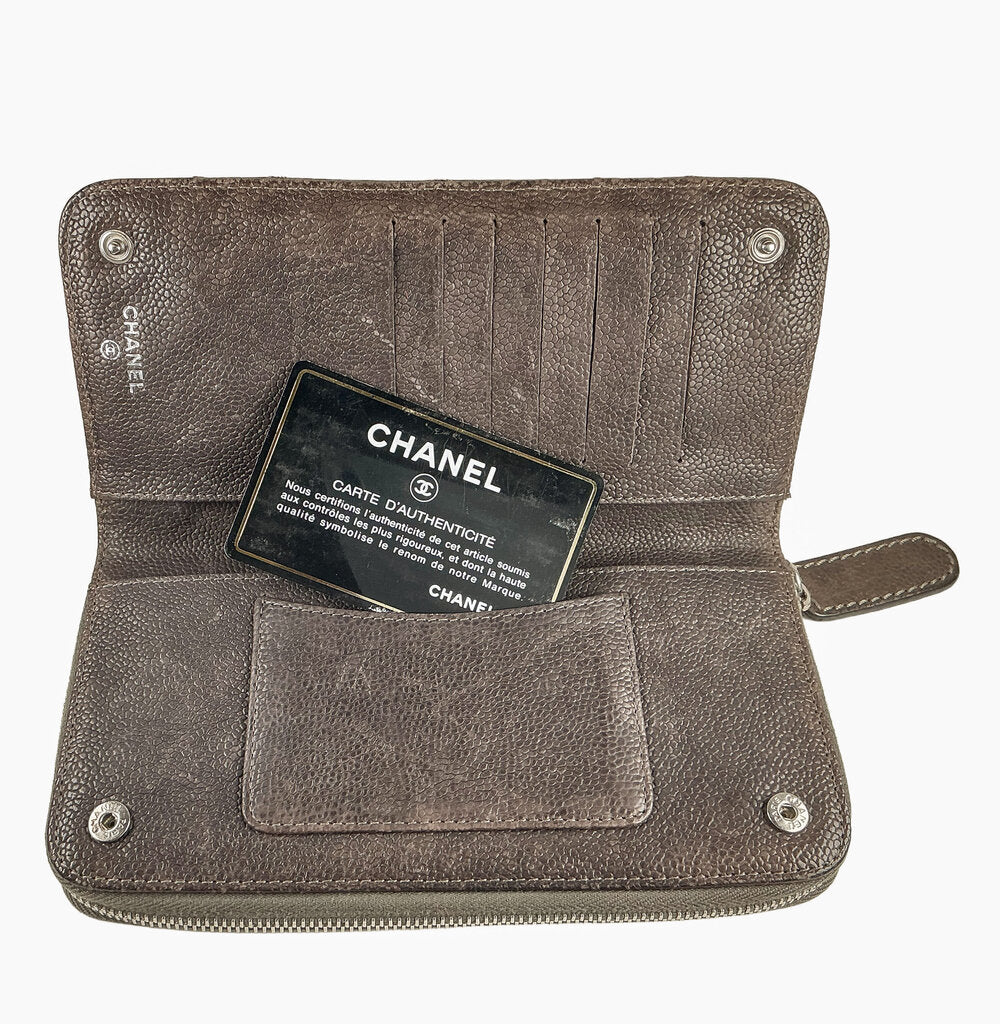 Chanel Distressed Caviar Brown Wallet Orig.$1655 - Opportunity Shop DC