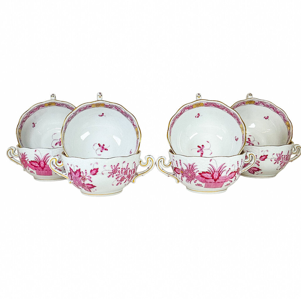 8PC Herend Chinese Bouquet Raspberry Soup Bowls - Opportunity Shop DC