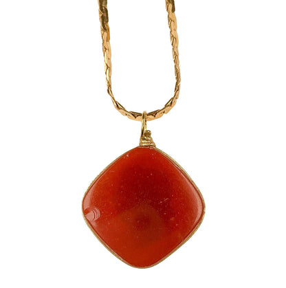 14K Italian Gold Carnelian Intaglio Pendant Necklace - Opportunity Shop DC