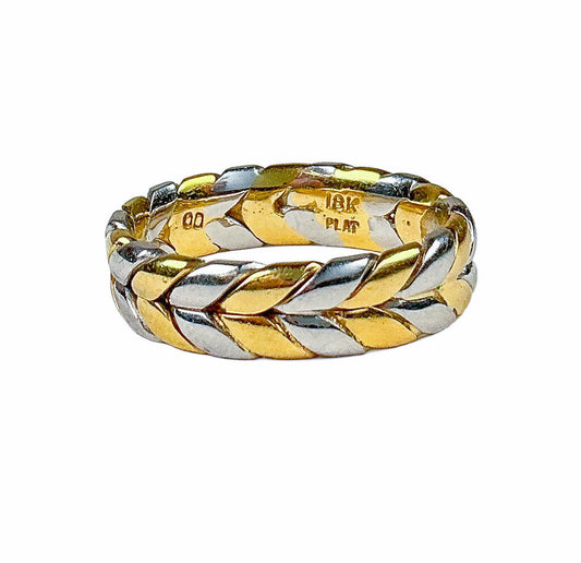 18K Gold & Platinum Chevron Band