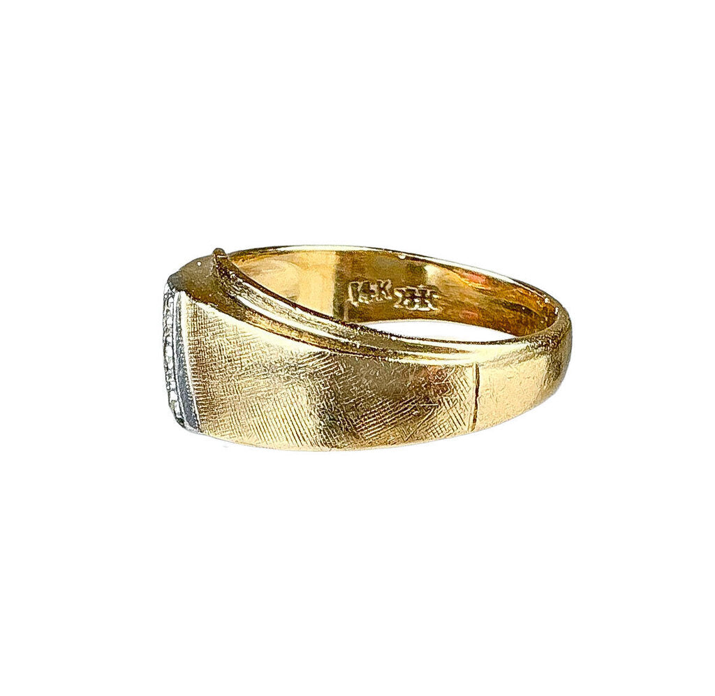 14 K Gold Diamond Guilloche Band - Opportunity Shop DC