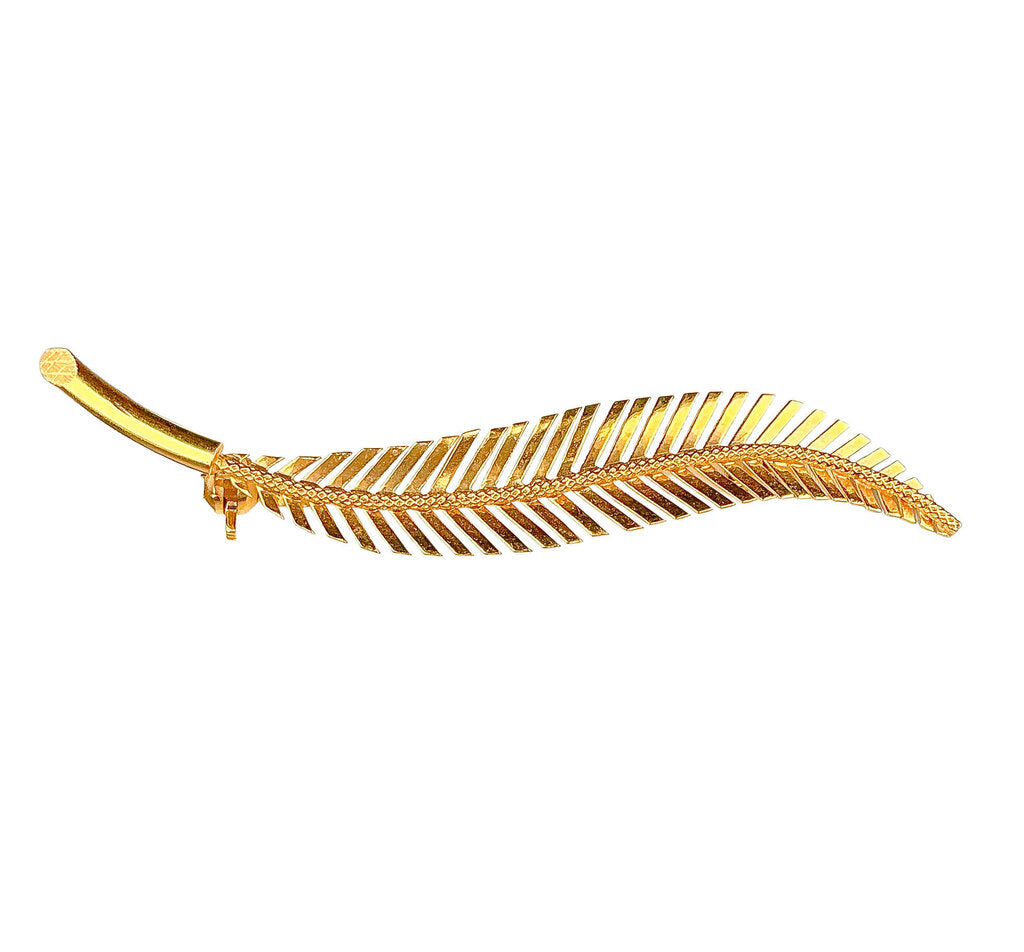 18K Italian Gold Feather Brooch - Opportunity Shop DC