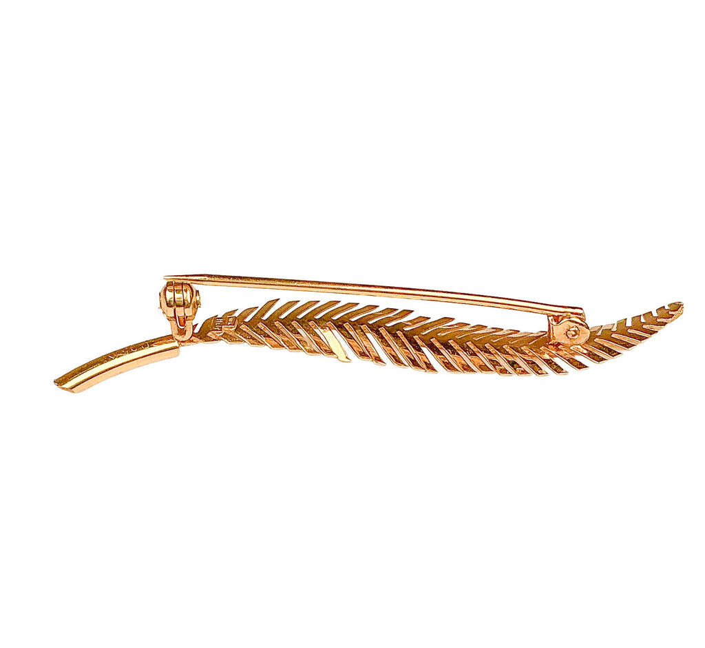 18K Italian Gold Feather Brooch - Opportunity Shop DC