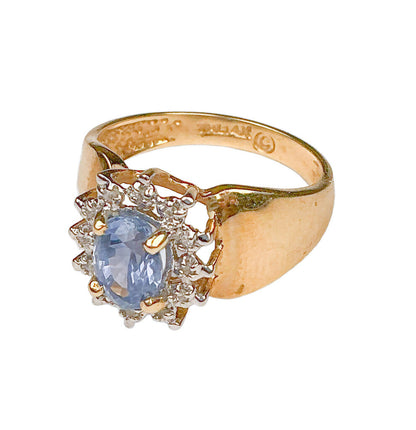 14K Gold Ring w Blue Spinel & Diamonds - Opportunity Shop DC