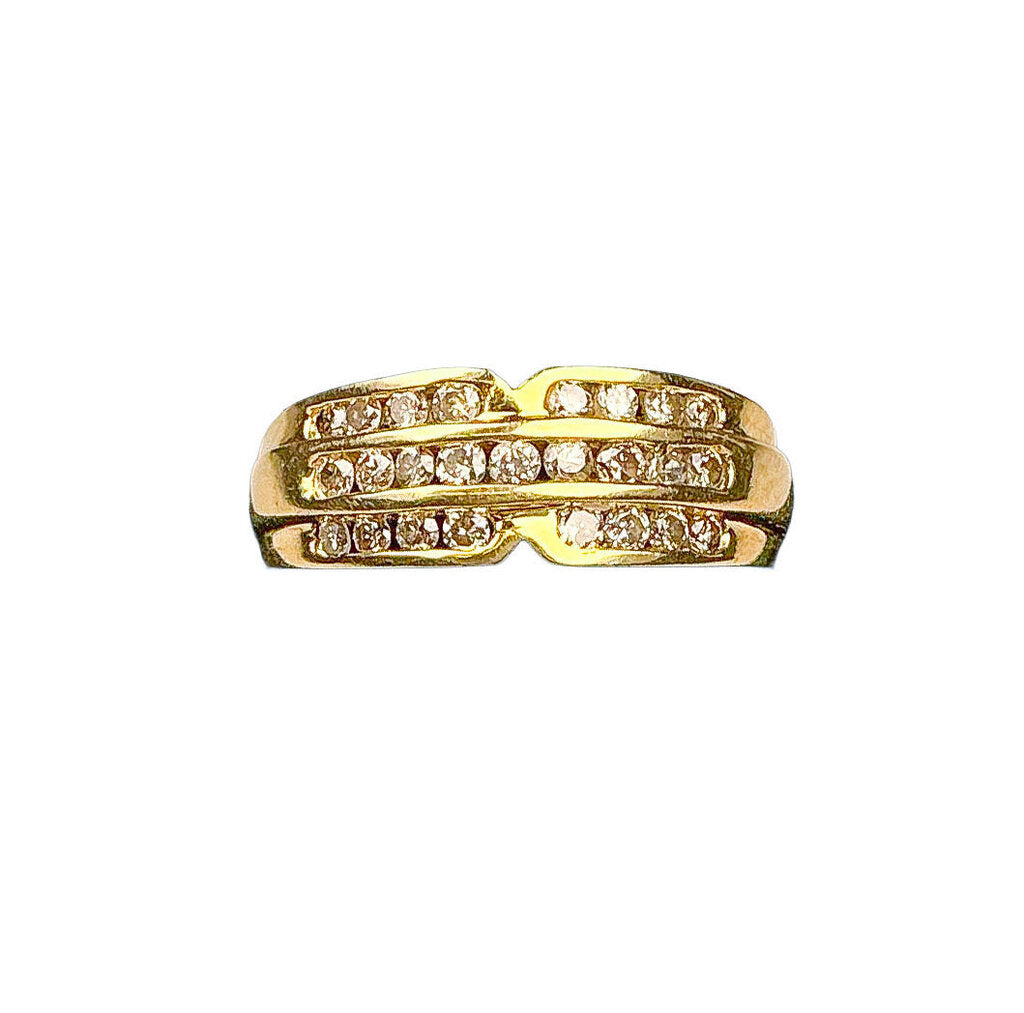 14K Gold Three Channel Diamond Ring - Opportunity Shop DC