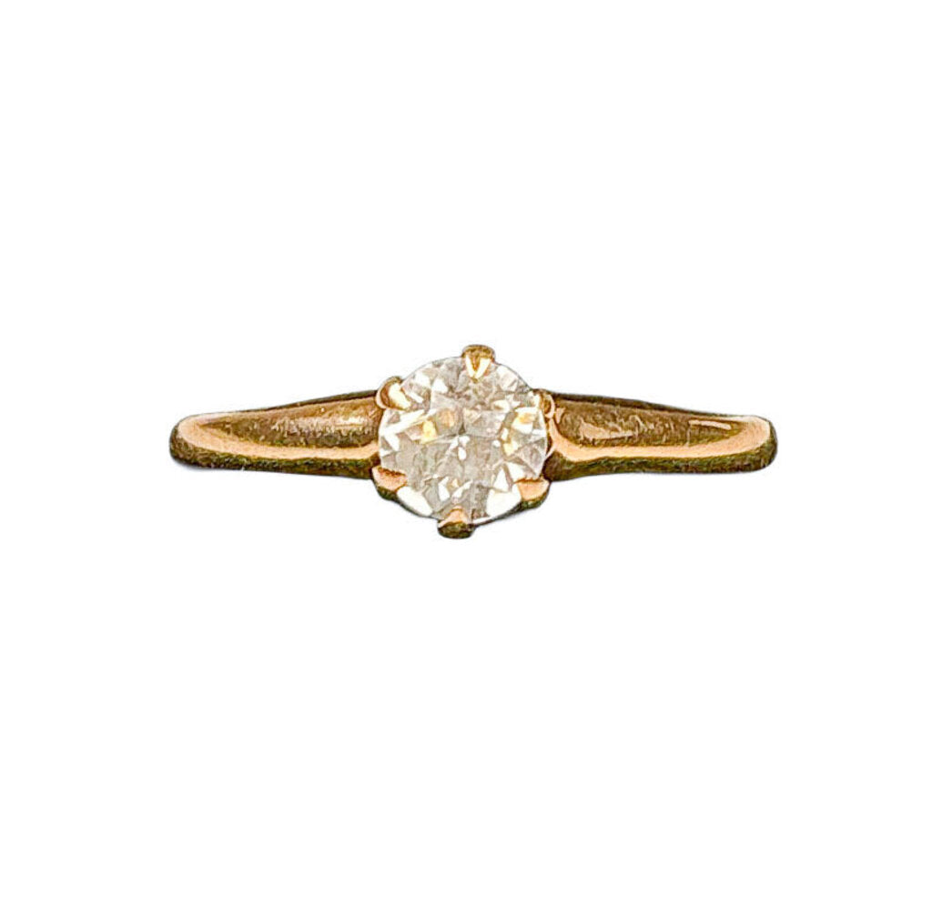 12K Gold Solitaire Ring w White Topaz Stone - Opportunity Shop DC