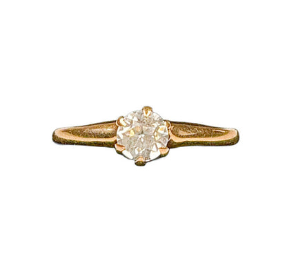 12K Gold Solitaire Ring w White Topaz Stone - Opportunity Shop DC