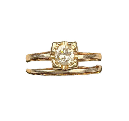 Vintage 14K Gold Wedding Set w .24ct Diamond
