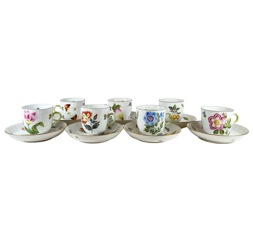 S/7 Herend “Market Garden” Demitasse Cups & Saucers