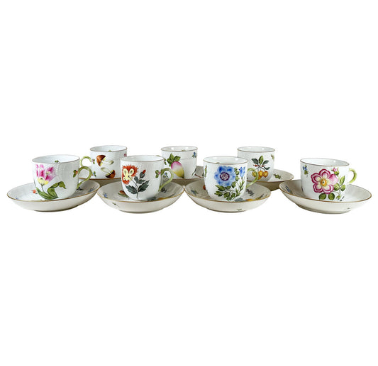 S/7 Herend “Market Garden” Demitasse Cups & Saucers - Opportunity Shop DC