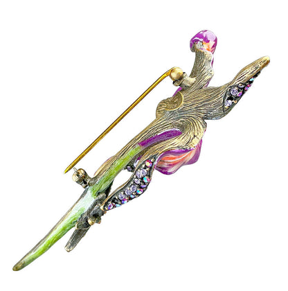 Strongwater Signed. Lily Stargazer Enamel Crystal w/Dragonfly Brooch. - Opportunity Shop DC