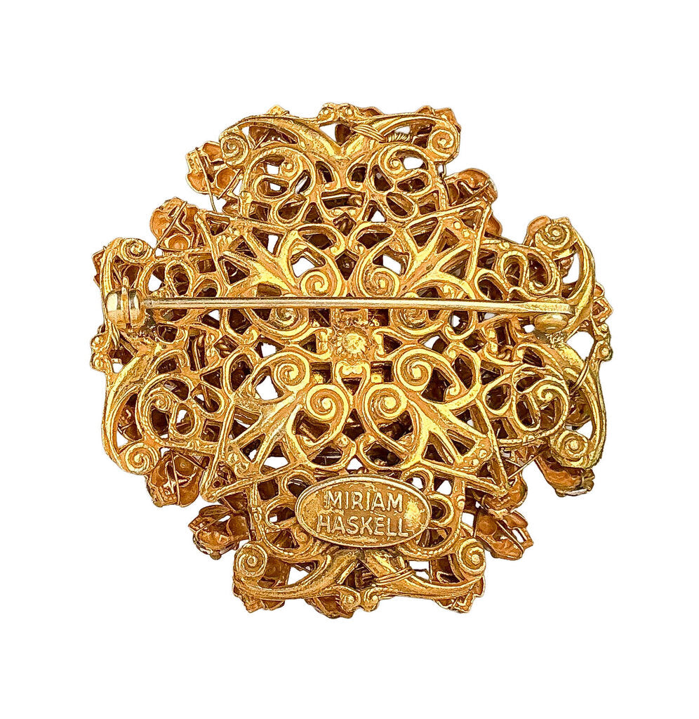 Miriam Haskell Colored Gems Cluster w/Emerald Cut Blue Stone - Opportunity Shop DC