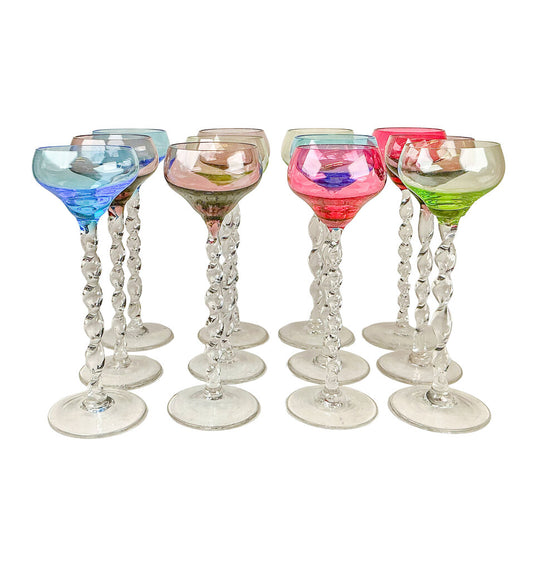 12PC Vintage Multi-Color Cordial Glasses - Opportunity Shop DC