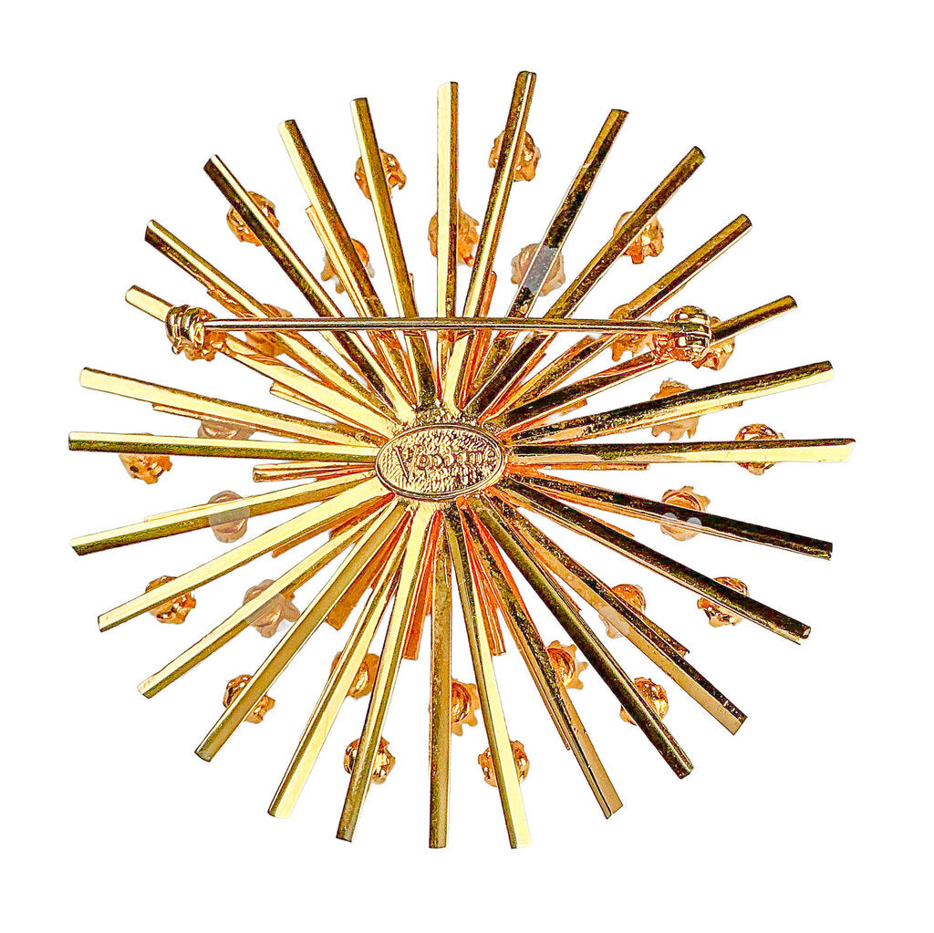 Vendome Star Burst Brooch w/Pearls, Blue & Green Stones - Opportunity Shop DC
