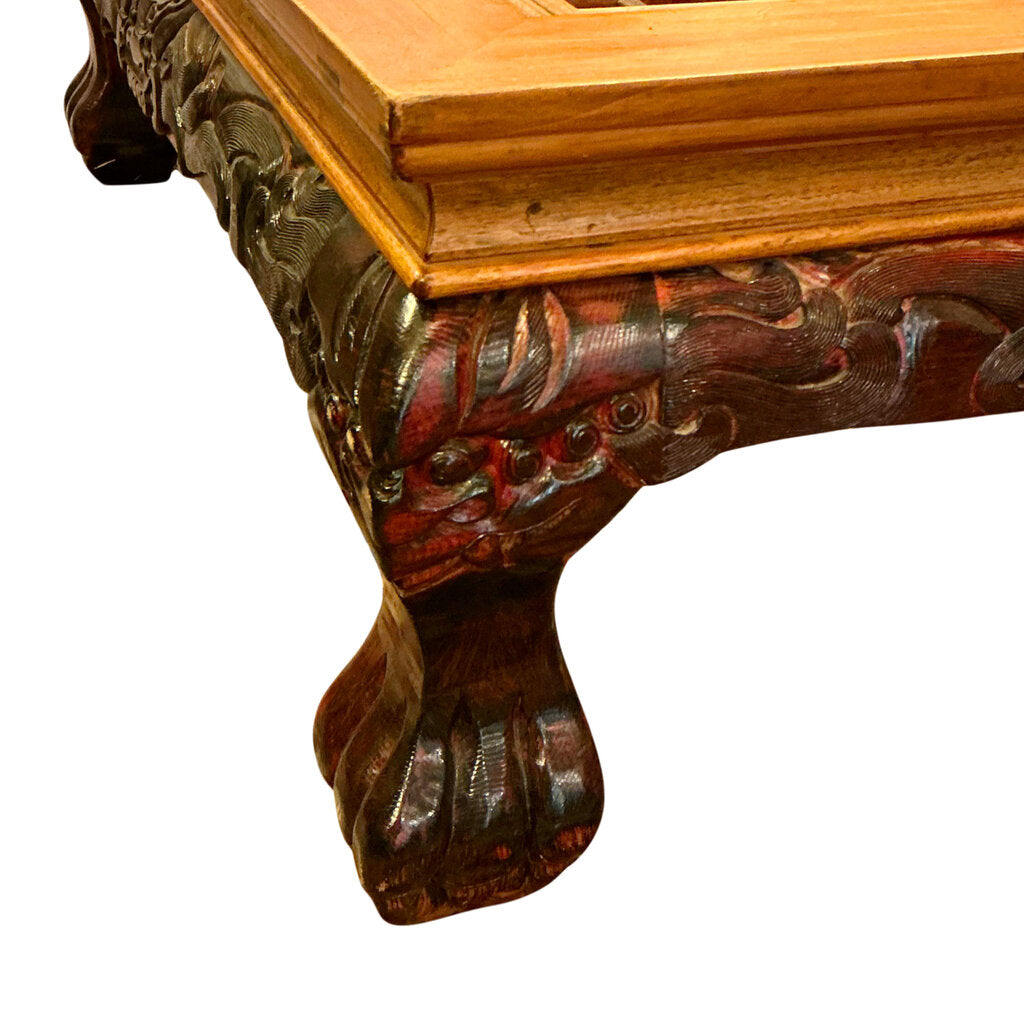 Chinese Elmwood & Ironwood Lattice Coffee Table