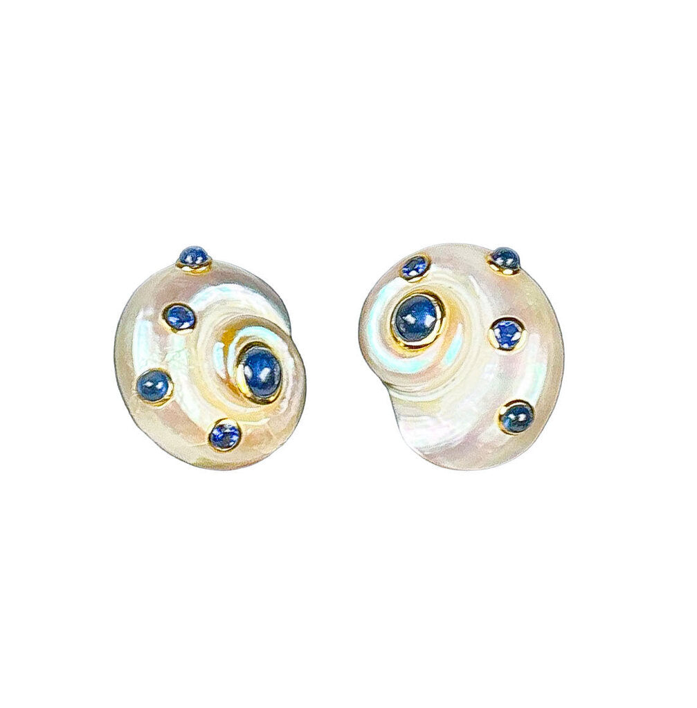 Seaman Schepps White Umbonium Shell Earrings w Cabachon - Opportunity Shop DC