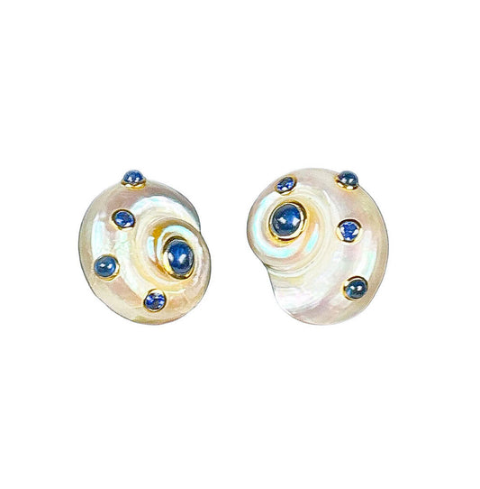 Seaman Schepps White Umbonium Shell Earrings w Cabachon - Opportunity Shop DC