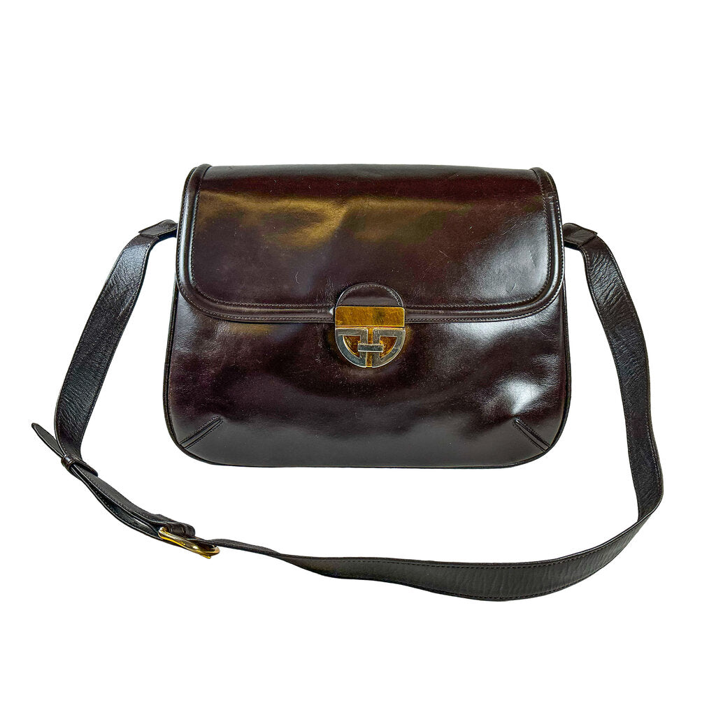 Vintage Brown Leather Gucci Shoulder Bag - Opportunity Shop DC
