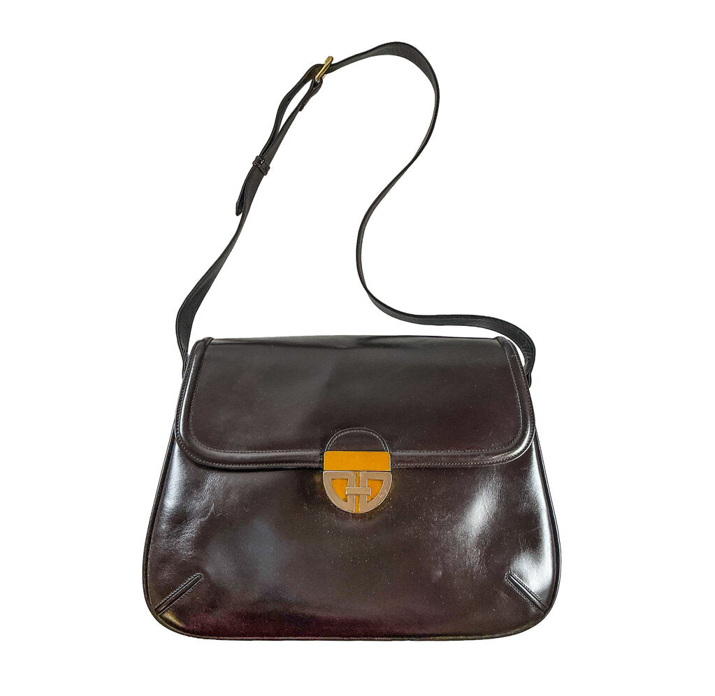 Vintage Brown Leather Gucci Shoulder Bag - Opportunity Shop DC