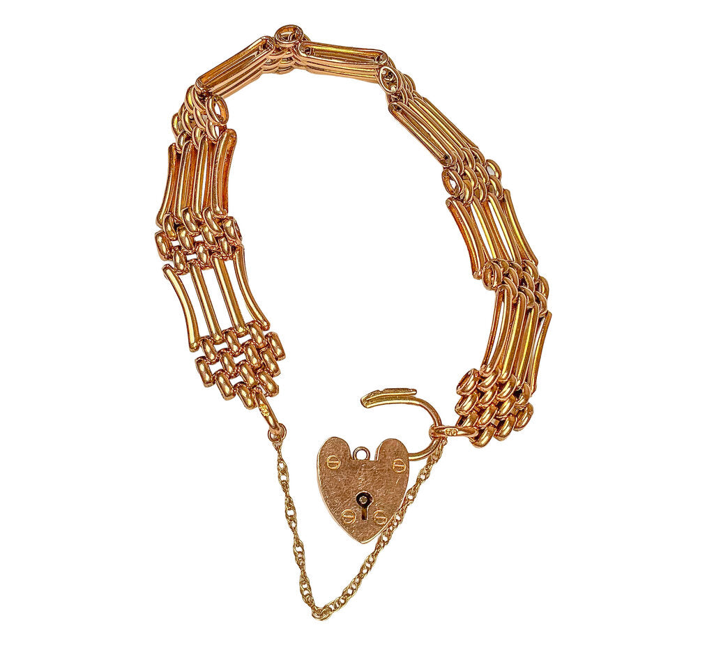 9K Gold Victorian Style Bracelet w Heart Lock - Opportunity Shop DC