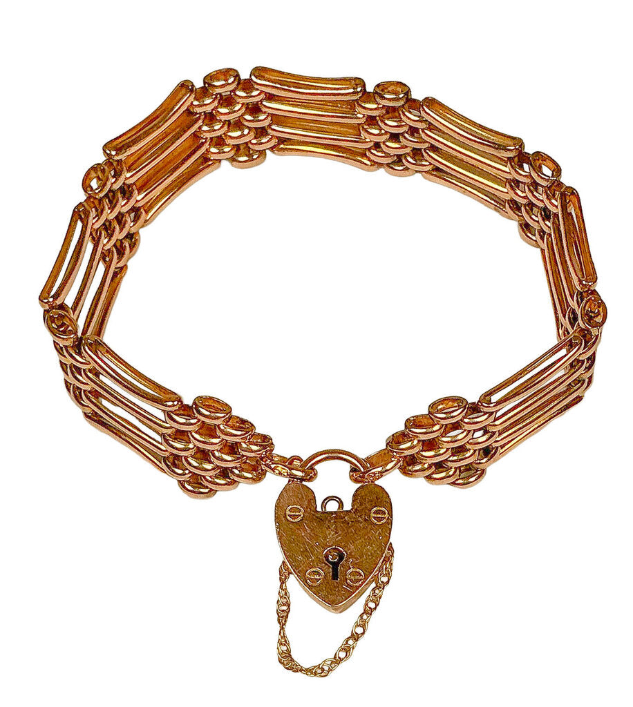 9K Gold Victorian Style Bracelet w Heart Lock - Opportunity Shop DC