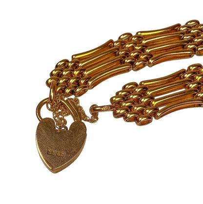 9K Gold Victorian Style Bracelet w Heart Lock - Opportunity Shop DC
