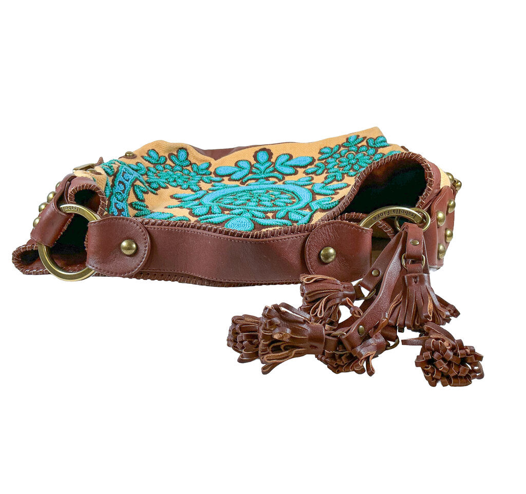 Vintage Isabella Fiore Oh Suzani Turquoise Beaded Bag - Opportunity Shop DC