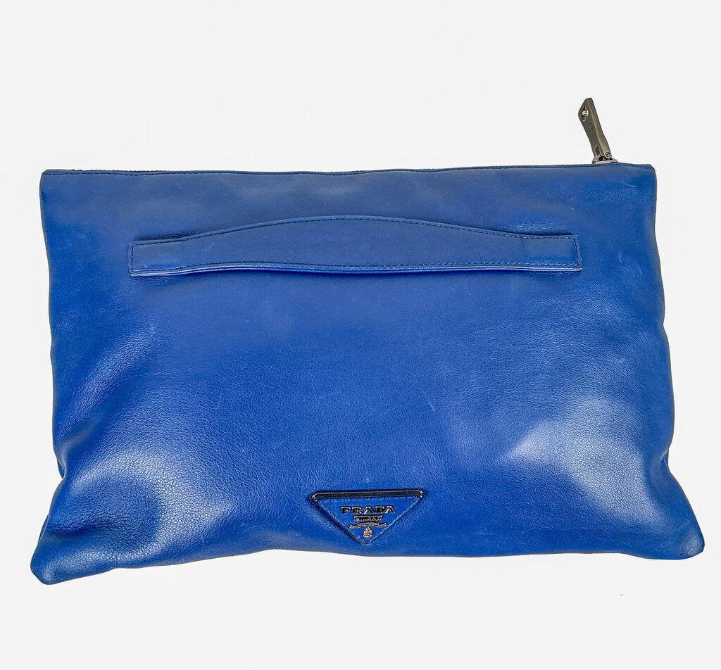 Prada Blue Leather Studs Clutch (orig. $1345) - Opportunity Shop DC