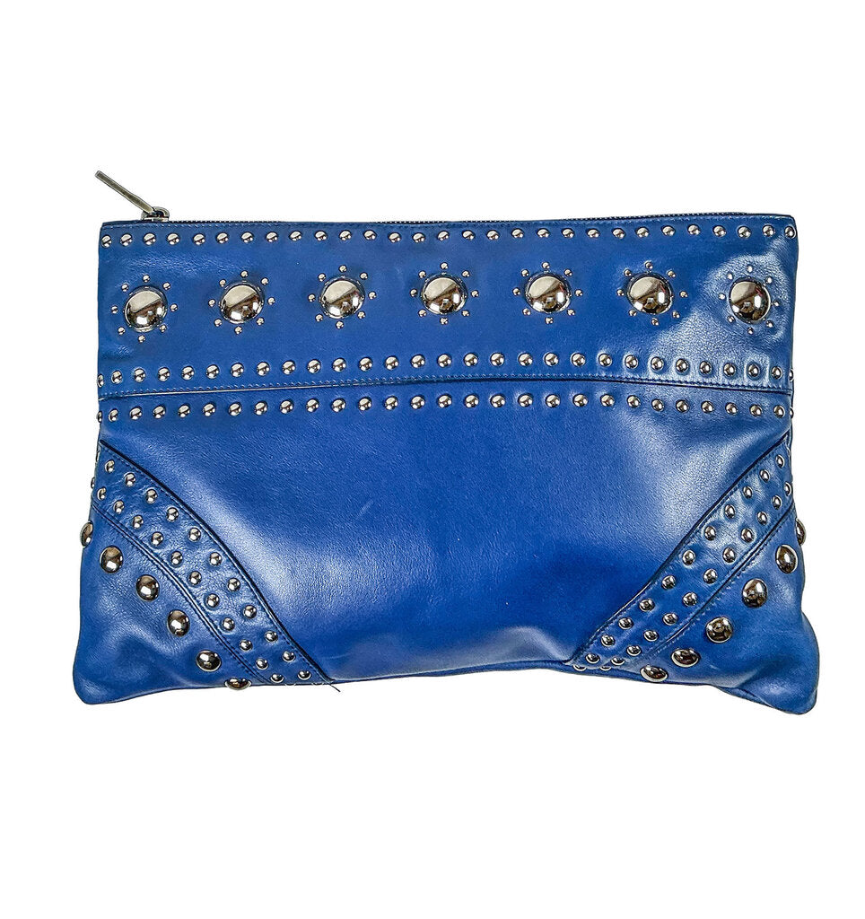 Prada Blue Leather Studs Clutch (orig. $1345) - Opportunity Shop DC