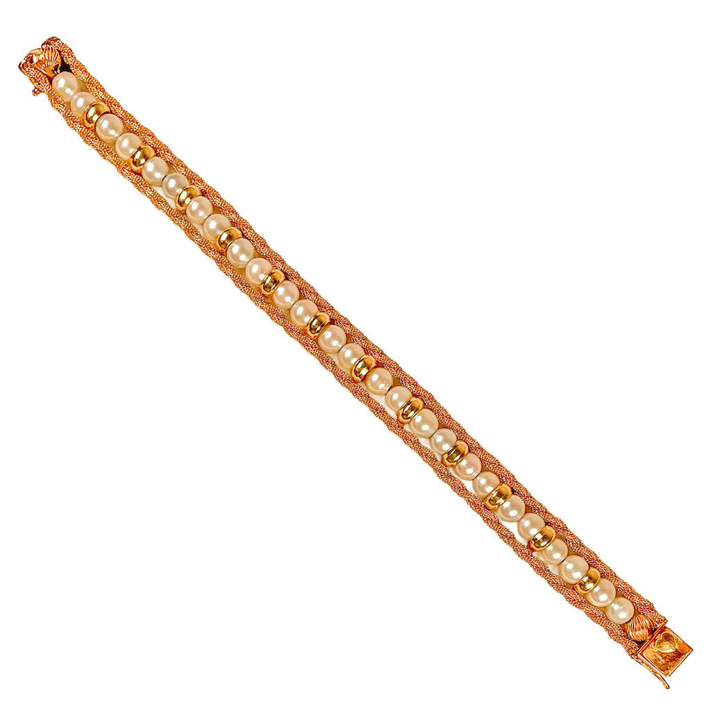 14K Gold & Cultured Pearl Bracelet
