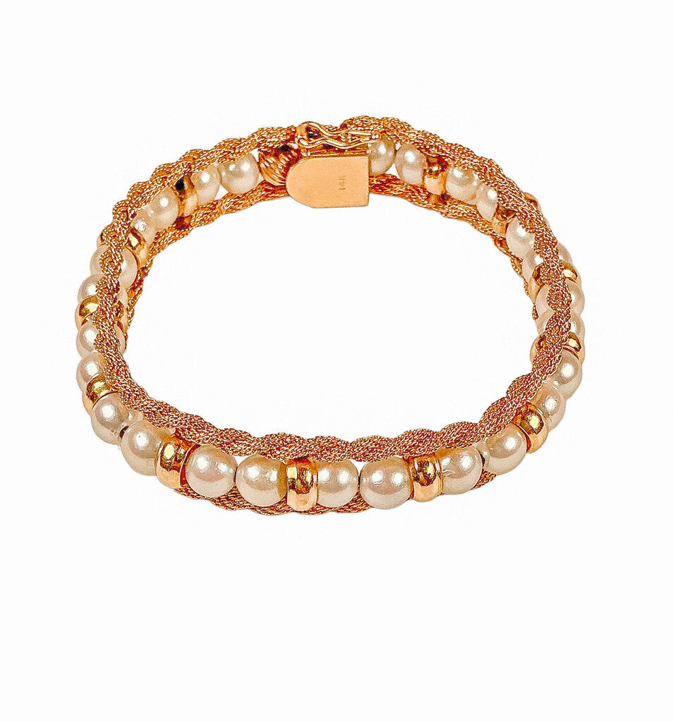 14K Gold & Cultured Pearl Bracelet