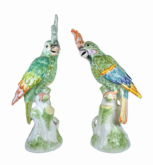 PAIR Italian Mid-Century Majolica Parrots - Opportunity Shop DC