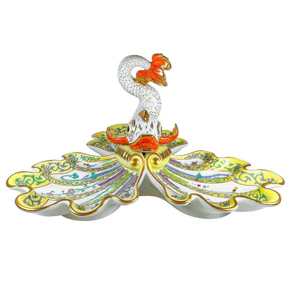 Herend Yellow Dynasty Dolphin Serving Dish