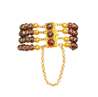 Four Strand Garnet Bracelet w 12K Gold Clasp