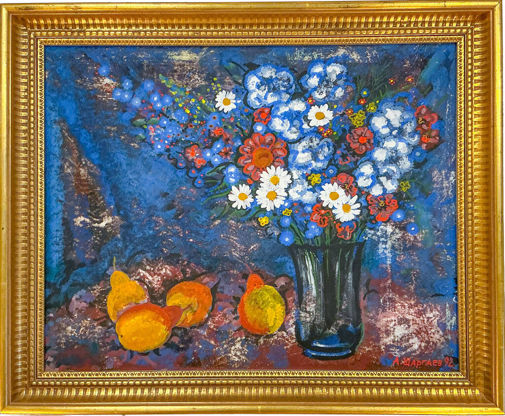 Anatoly Shargaev. Flowers & Pears. Oil on Board. - Opportunity Shop DC