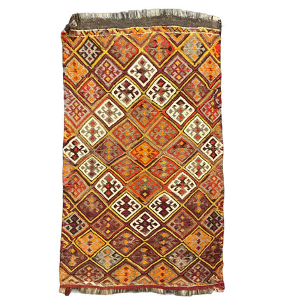 Turkish Kilim Rug w/ Diamond Pattern