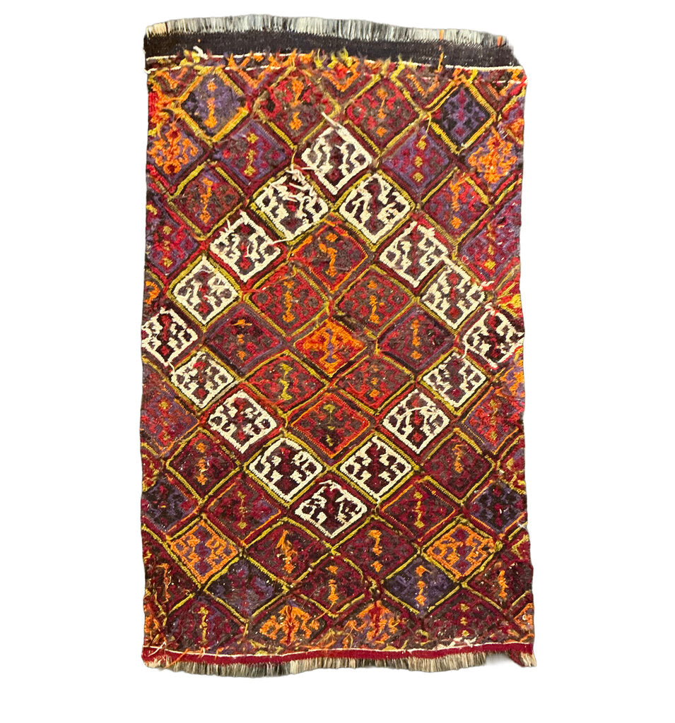 Turkish Kilim Rug w/ Diamond Pattern
