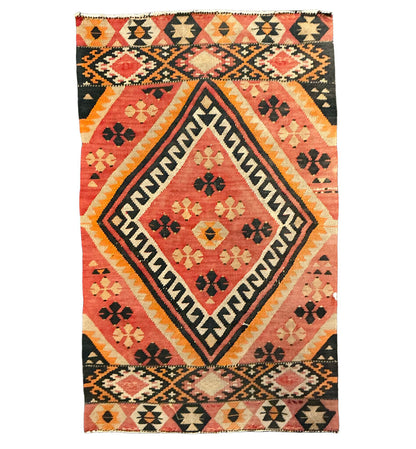 Kilim Orange & Black Woven Rug
