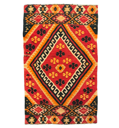 Kilim Orange & Black Woven Rug