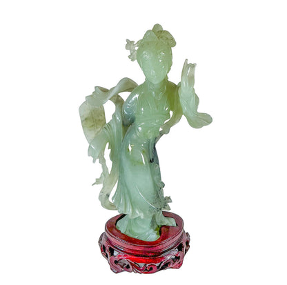 Carved Jade Guanyin on Stand