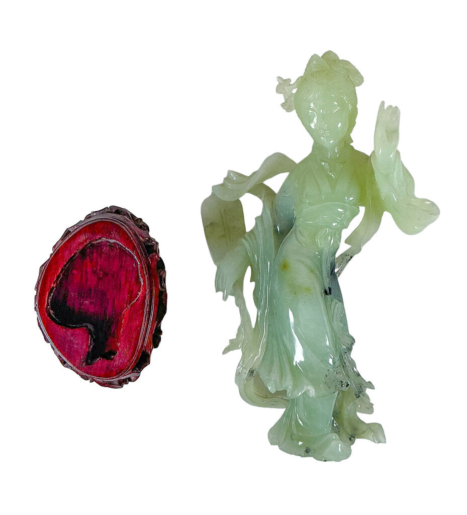 Carved Jade Guanyin on Stand