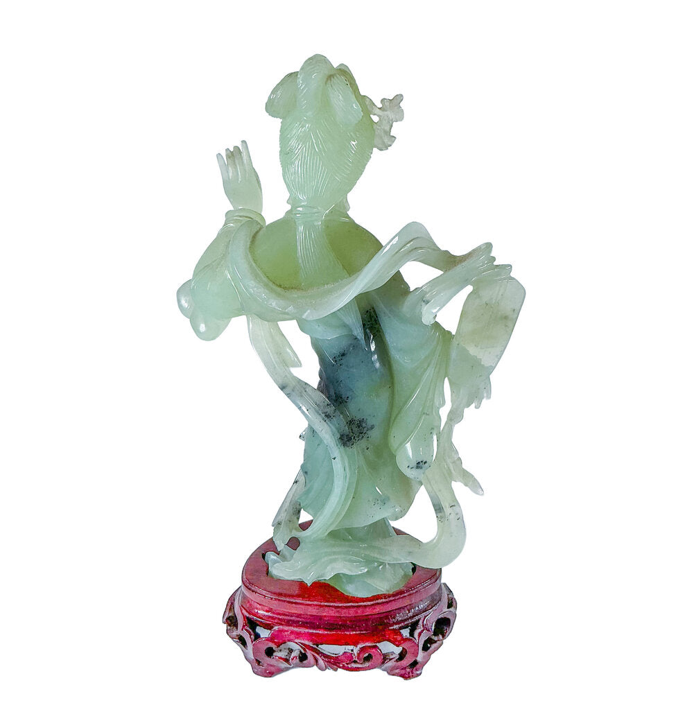 Carved Jade Guanyin on Stand