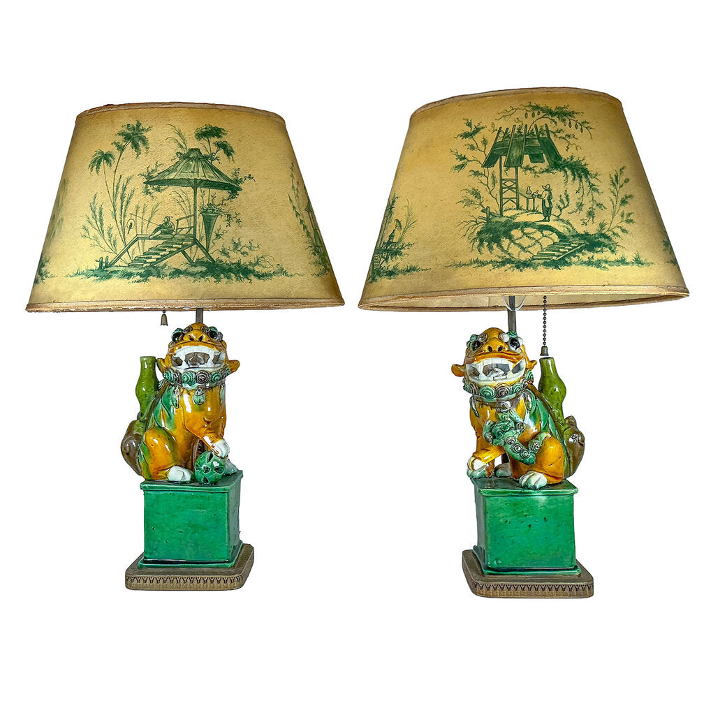 (PAIR) Antique Foo Dog Lamps - Opportunity Shop DC